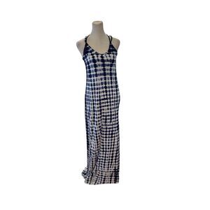 Chaser Women's XS Tie Dye Maxi Dress Blue Criss Cross Back